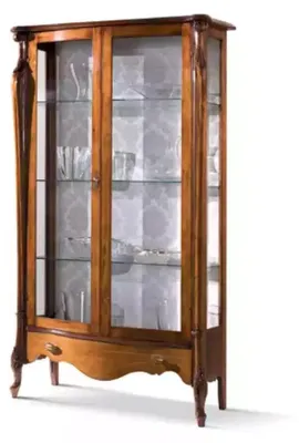 Produktbild von Klassische Vitrine Glas Schrank Vitrine Holz Wohnzimmer Luxus Braun