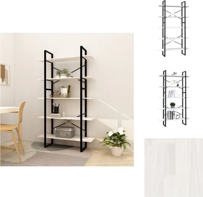 Produktbild von vidaXL Bücherregal 5 Fächer Weiß 100x30x175 cm Massivholz Kiefer -  Bücherregale & Bücherschränke