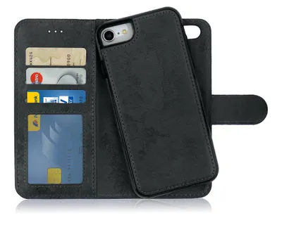 Produktbild von Flip Case für Apple iPhone 7 | 8 | SE 2020 | 2022 abnehmbare Magnet Hülle in Grau Schwarz