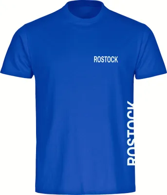 Produktbild von multifanshop Herren T-Shirt - Rostock - Brust & Seite, blau, Größe S