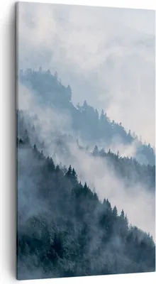 Produktbild von Bild auf Leinwand - Leinwandbild - Einteilig - Berge Nebel Bäume - 45x80cm - Wand Bild - Wanddeko - Wandbilder - Leinwanddruck - Bilder - Wanddekoration - Leinwand bilder - Wandbild - PA45x80-4429