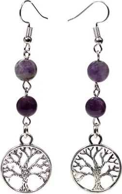 Immagine prodotto di Orecchini in fluorite/ametista con l'Albero della Vita — confezione da 5 pezzi - 8 mm