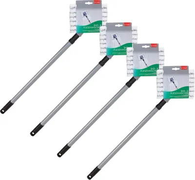 Produktbild von Novaliv 4x Fliesenreiniger Bad Wand mit Teleskopstiel inkl. Mikrofaser Bezug Fliesenwischer Badwischer Fliesenputzer Bad