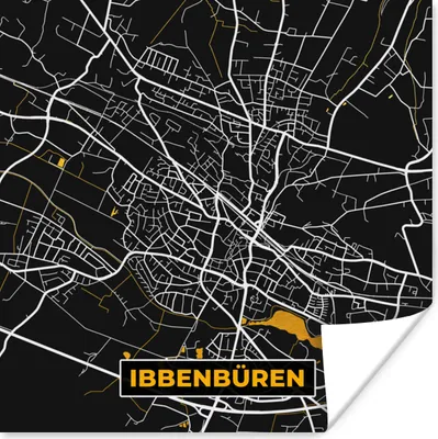 Produktbild von MuchoWow® Poster Stadtplan - Karte - Ibbenbüren - Gold - Deutschland - Karte 100x100 cm - Babyzimmer