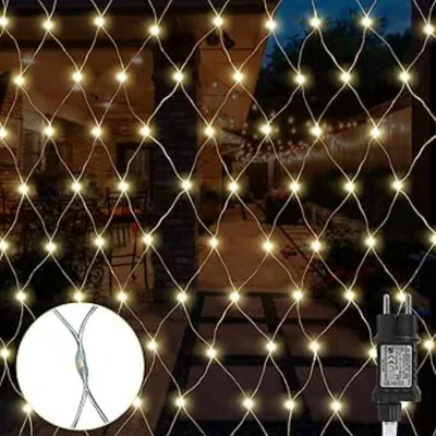 Imagen del producto de Guirnalda de luces con 104 LEDs, luz blanca cálida, decorativa, para uso interior y exterior, con enchufe