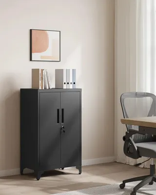 Immagine prodotto di Armadio portaoggetti per ufficio e casa, archivio in acciaio multifunzionale con 2 ante e ripiani