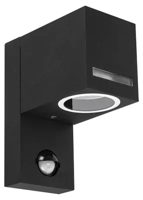 Zdjęcie produktu dla Kinkiet zewnętrzny z czujnikiem ruchu FOREST czarny 1xGU10x35W aluminium wym:15,1x7x12cm IP44 Struhm