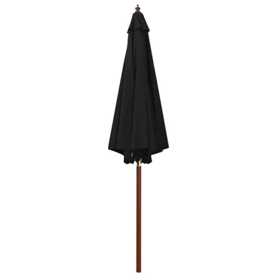 Image de vidaXL Parasol avec mât en bois 300x258 cm Noir