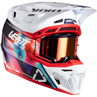 Immagine prodotto di Kit casco Leatt Helmet Moto 8.5 V26, colore blu, bianco e rosso, taglia XL