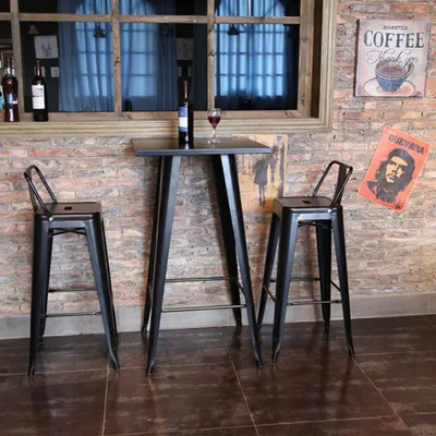 Produktbild von Stehtisch 110x60x60cm Bistrotisch Industrial Style Schwarz