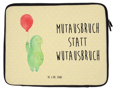 Produktbild von Mr. & Mrs. Panda Laptop Tasche Schildkröte Luftballon 27 x 36 cm - Gelb Pastell - Geschenk, Motivationsspruch, Case, Laptophülle, Sleeve, Motivation, Schildkröten, Hülle
