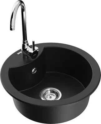 Produktbild von Mexen Diego 1-Becken-Granit-Spüle mit Mischbatterie Telma, Schwarz - 6512-77-670200-00