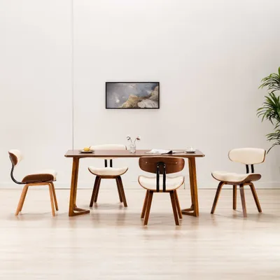 Produktbild von The Living Store Esszimmerstühle 4 Stk. Creme Bugholz und Kunstleder