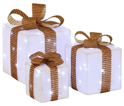 Produktbild von Beleuchtete Weihnachtsgeschenkbox 3 stk. 64 LEDs Kaltweiß