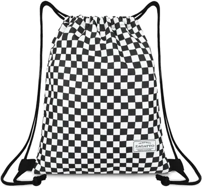 Obrázek produktu pro Sportovní vak uni na cvičení černobílý, ZAGATTO, Gymsack, batoh na cvičení, městský batoh, školní, se stahovací šňůrkou, 37 cm x 47 cm / ZG709