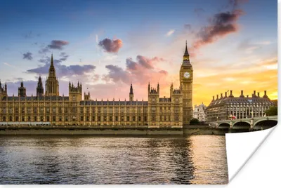Produktbild von MuchoWow® Poster Sonnenuntergang hinter Big Ben in London 120x80 cm - Bilder