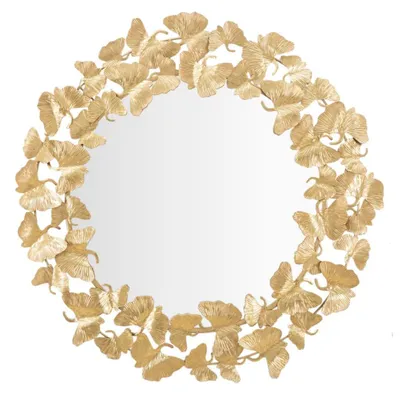 Produktbild von FURNLUX Wandspiegel Blattgold 87cm / Hauptfarbe: Gold / Abmessungen: 87 x 87 x 3 cm