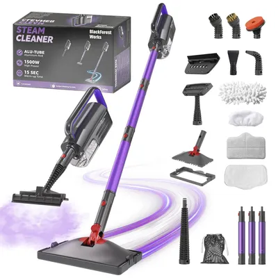 Produktbild von Dampfreiniger, 1500W handdampfreiniger & Dampfbesen, 15s Aufheizzeit, 4bar Dampfreiniger & Dampfdruck, Drehkopf, für Boden, Sofa, Küche, Bad & Fenster