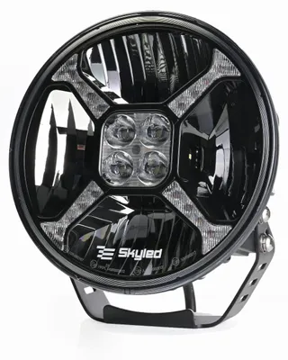 Produktbild von SKYLED Cosmo Flash 9X LED Fernscheinwerfer Rund 9 Zoll, 120W Zusatzscheinwerfer mit ECE R65 Stroboskop Blitzfunktion, Positionslicht Weiß/Orange, Dual-Mode ECE/OFFROAD, 12V 24V LKW PKW Warnleuchte