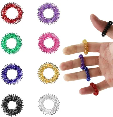 Produktbild von 40 Stück Massageringe für Finger Massage Ring, Akupressur Ring Sensorische Skills Ringe Set, Fingermassagering für Stress Reduzierstück und Förderung der Durchblutung Akkupressurringe