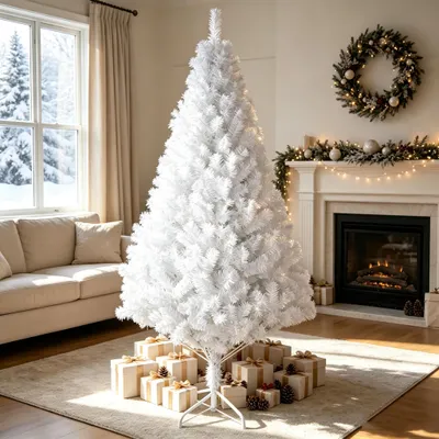 Produktbild von 1,5M Künstlicher Weihnachtsbaum,Weiß Christbaum Schneetanne,realistische Weihnachtsbäume Weihnachtsdekoration für Zuhause,Büro,Geschäft