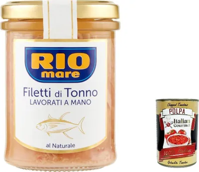 Produktbild von 3x Rio Mare - Filetti di Tonno al Naturale Natürliche Thunfischfilets, handgefertigt, 180 g + Italian Gourmet poolpa 400g