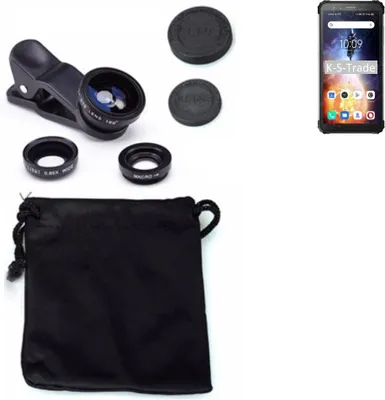 Produktbild von K-S-Trade Smartphone Kamera Linsen Set Kompatibel mit Blackview BV6600E 3in1 Clip-On Kamera Adapter Macro Weitwinkel FishEye Fischauge Objektiv Linse
