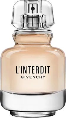 A product shot of a bottle of Givenchy L'interdit perfume.