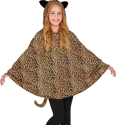 Produktbild von Kinder Leopard Poncho Einheitsgröße mit Kapuze, Öhrchen und Schwanz