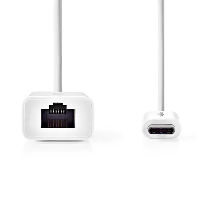 Produktbild von Nedis USB-Netzwerkadapter - USB 3.2 Gen 1 - 1 Gbps - USB-C Stecker - RJ45 Buchse - 0.20 m - Rund - Vernickelt - Verzinntes Kupfer - Weiss - Box