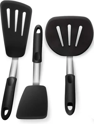 Immagine prodotto di Spatola in silicone, resistente al calore, 600 °F, confezione da 3, acciaio inossidabile