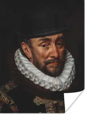 Produktbild von MuchoWow® Poster Wilhelm von Oranien - Adriaen Thomasz - Hut 90x120 cm - Wohnzimmer