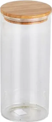 Image de pot rond 1,3l verre + couvercle bambou