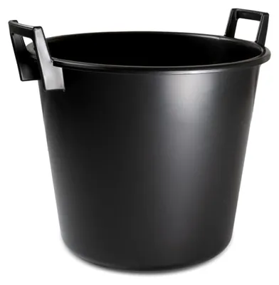 Produktbild von Baueimer 40 Liter Rund Mörtelkübel Kunststoff Schwarz Mörteleimer Mörtelwanne mit zwei Griffen