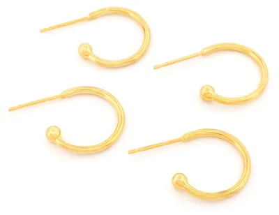 Produktbild von Vintageparts Halbcreolen 304 Edelstahl goldfarben galvanisiert 16 mm, 4 Stück