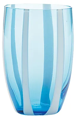 Immagine prodotto di Set 6 Bicchieri Tumbler Gessato Colore Acquamarina in Vetro Soffiato a Bocca Lavorato a Mano Design Moderno ed Elegante per Tavola Raffinata