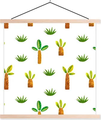Produktbild von MuchoWow® Textilposter Dschungel - Bäume - Design 120x120 cm mit holzfarbenen Rahmen - Textil-Poster