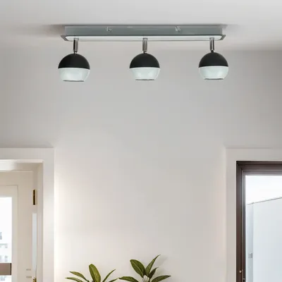 Immagine prodotto di Faretto da soffitto GU10 orientabile nero bianco 3 luci globo moderno