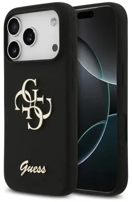 Obrázek produktu pro Etui Guess Silicone Big 4G Script Do Iphone 17 Pro Czarny