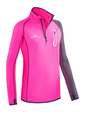 Produktbild von BLACK CREVICE - Damen Microfleece Funktionsshirt I Midlayer I Second Layer | Farbe: Pink/Grau | Gr: 40