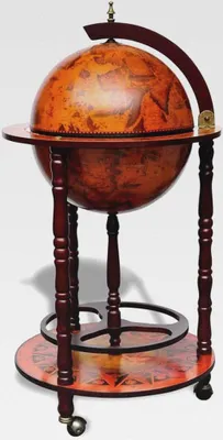Produktbild von Globus-Bar mit Flaschenregal Weinregal Rollen Minibar Weltkugel Hausbar Cocktailbar Dekobar Tischbar Barwagen Eukalyptusholz