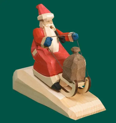 Produktbild von Räuchermann Weihnachtsmann als Rodler mit Pfeifchen & Geschenksack 8x14x7 cm
