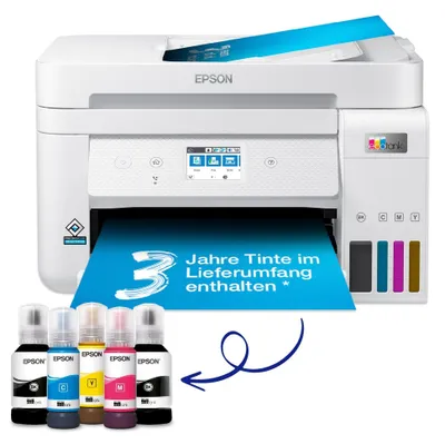 Zdjęcie produktu dla Epson EcoTank ET-4856, Atramentowa, Drukowanie w kolorze, 4800 x 1200 DPI, A4, Bezpośrednie drukowanie, Biały