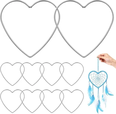 Produktbild von Metallringe Herzform, vergoldet, 12 cm, 10 Stück, für DIY und Wanddekoration