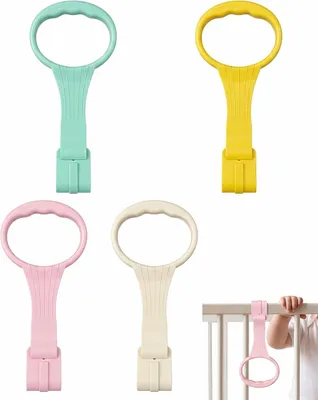 Produktbild von 4x Hochziehringe für Laufstall und Kinderbett mit ergonomischen Griffbügeln und rutschfester Oberfläche