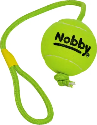 Produktbild von Nobby Tennisball with throw rope, Hund, Seil, Grün, 10 cm