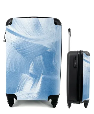 Produktbild von MuchoWow® Koffer Handgepäck Trolley Rollkoffer Kleine Reisekoffer mit 4 Rollen - Acrylfarbe - Blau - Design - Cabin Size < 55x40x23 cm & 55x40x20 cm - Fotokoffer - Kabinenkoffer - Boardgepäck - Reise-Box - Reisekoffer - Reisegepäck - Koffer mit Bild - Trolley für Kinder