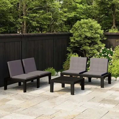 Produktbild von vidaXL 3-tlg. Garten-Lounge-Set mit Kissen Kunststoff Grau