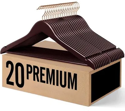 Produktbild von Famanu Holzkleiderbügel 20 Stück – Hochwertige Kleiderbügel für Anzüge und Mäntel – Mit Einkerbungen und 360° drehbarem roségoldenen Haken