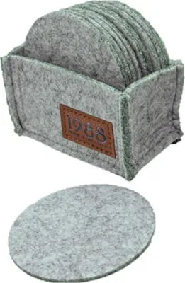 Produktbild von Filzuntersetzer Rund, Untersetzer Filz 10er Set mit Box, Durchmesser von 10cm, Rutschfester, Waschbarer Getränke Untersetzer, Untersetzer Gläser